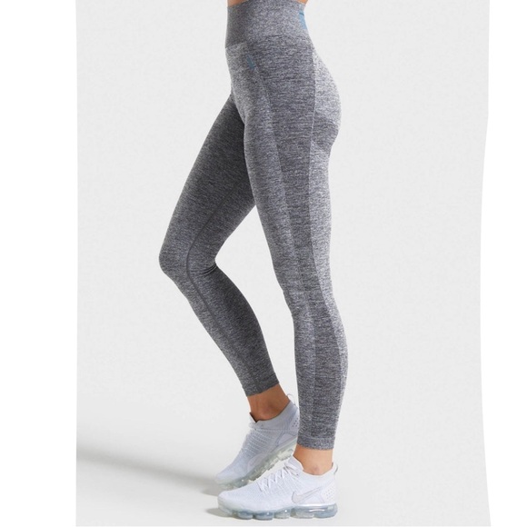 🔥SALE🔥 Gymshark high waisted charcoal marled/teal leggings Small - Picture 2 of 4